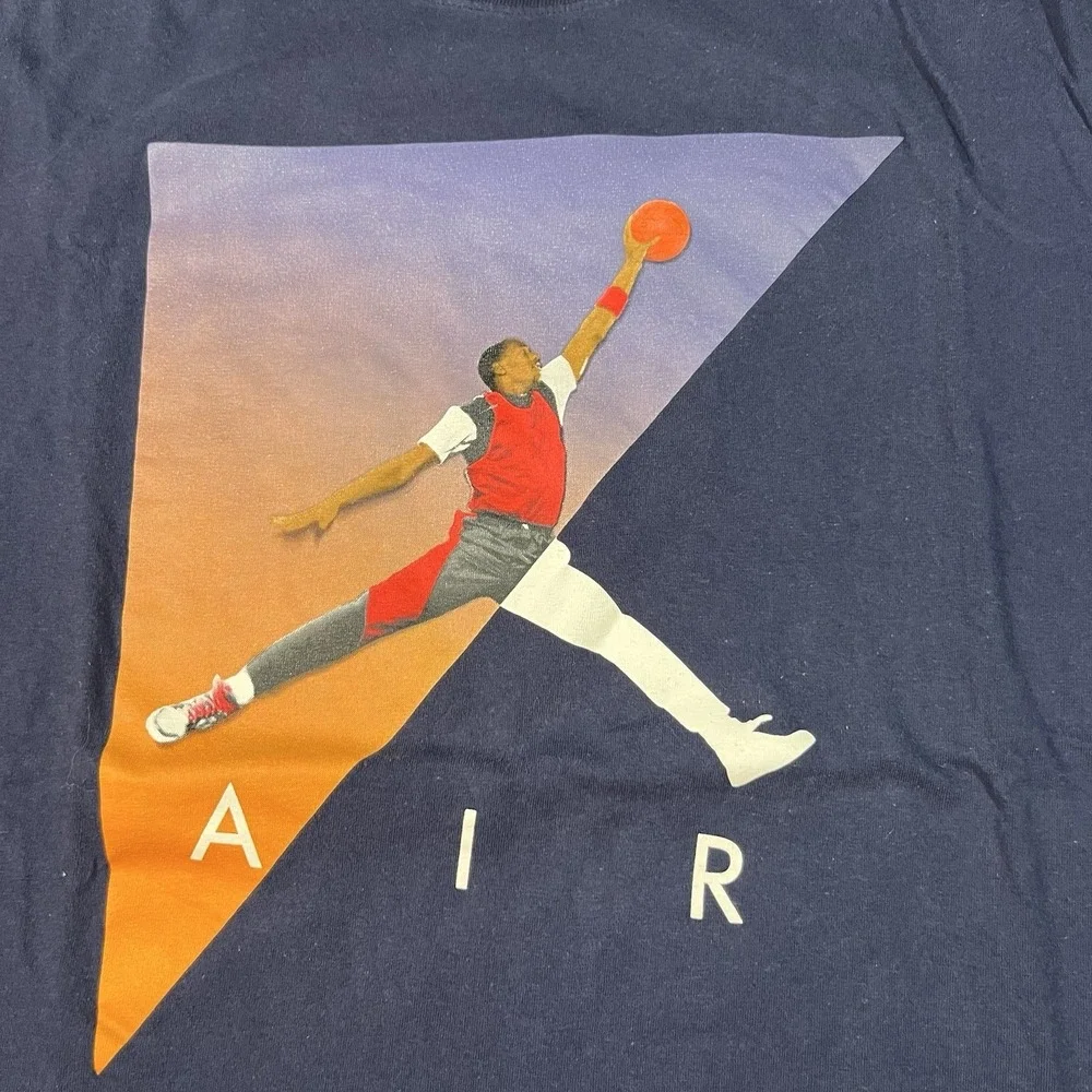 Air Jordan Large Photo T-Shirt Jumpman Michael Jordan Navy Men's Large EUC
